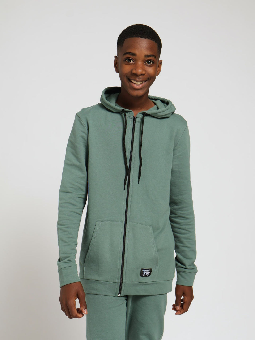 Boys Zip Through Fleece Top - Green