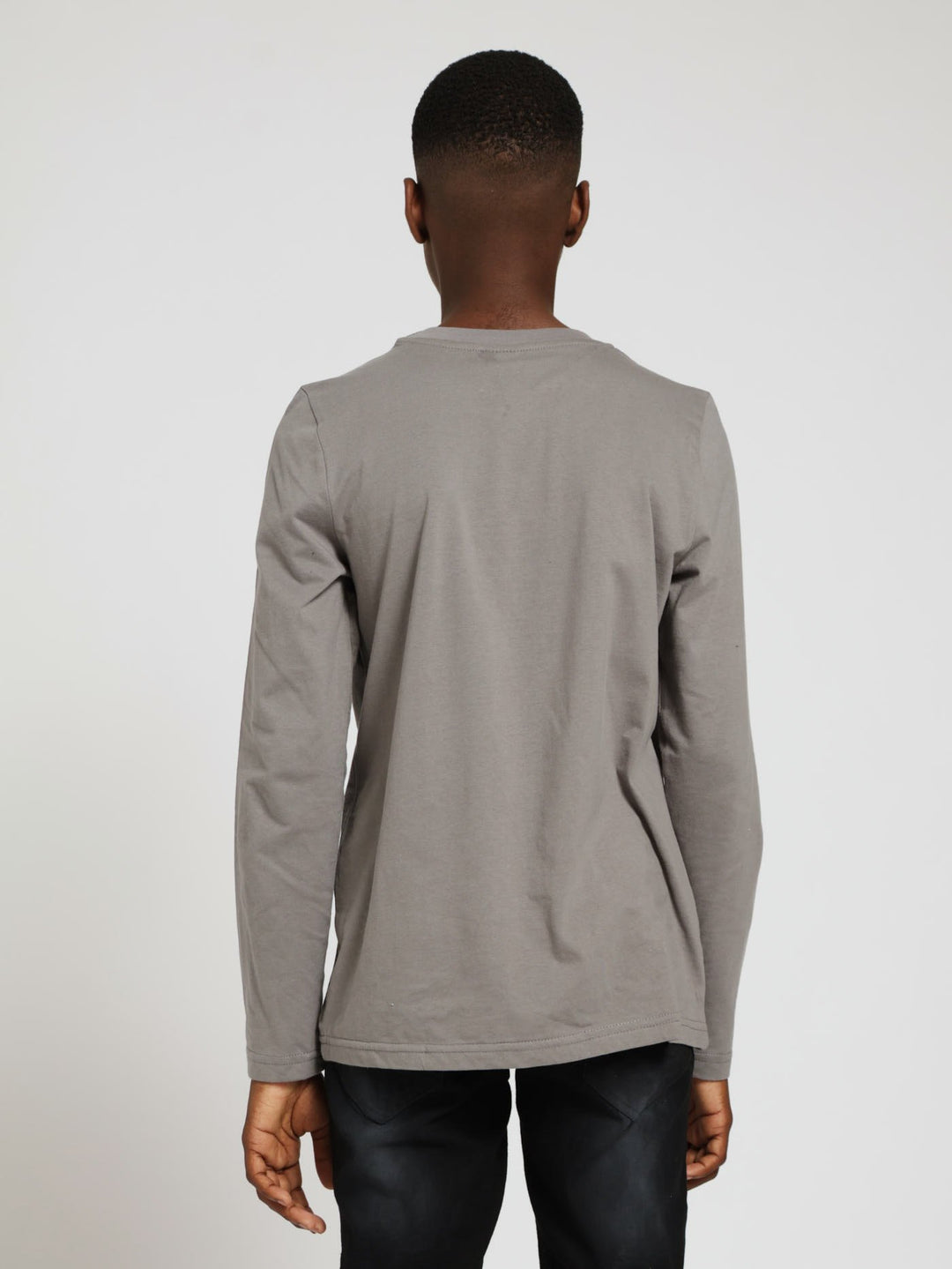 Boys Long Sleeve NYC Embossed Tee - Dark Grey