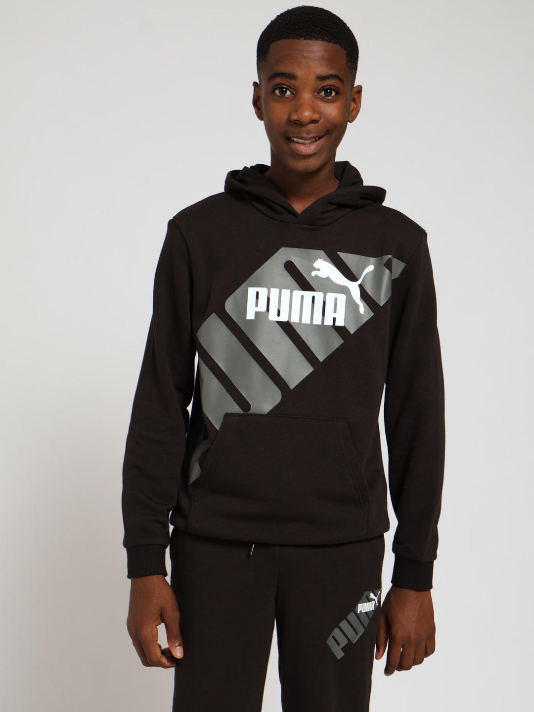 Boys Power Graphic Hoody - Black