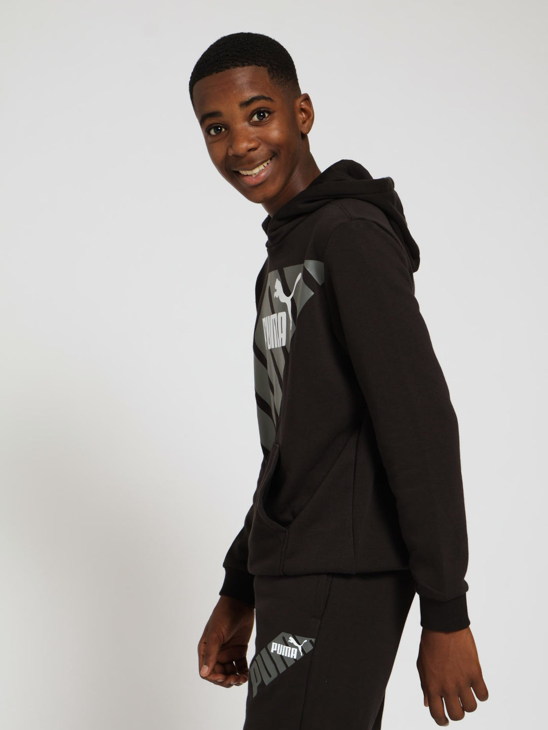 Boys Power Graphic Hoody - Black