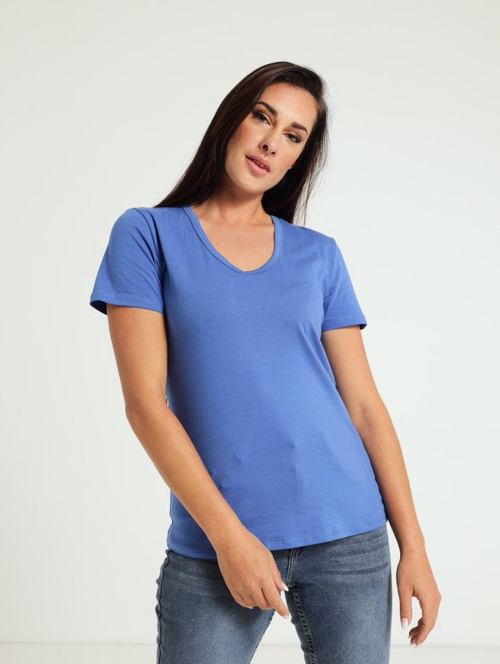 Voop Neck Stretch Tee - Cobalt