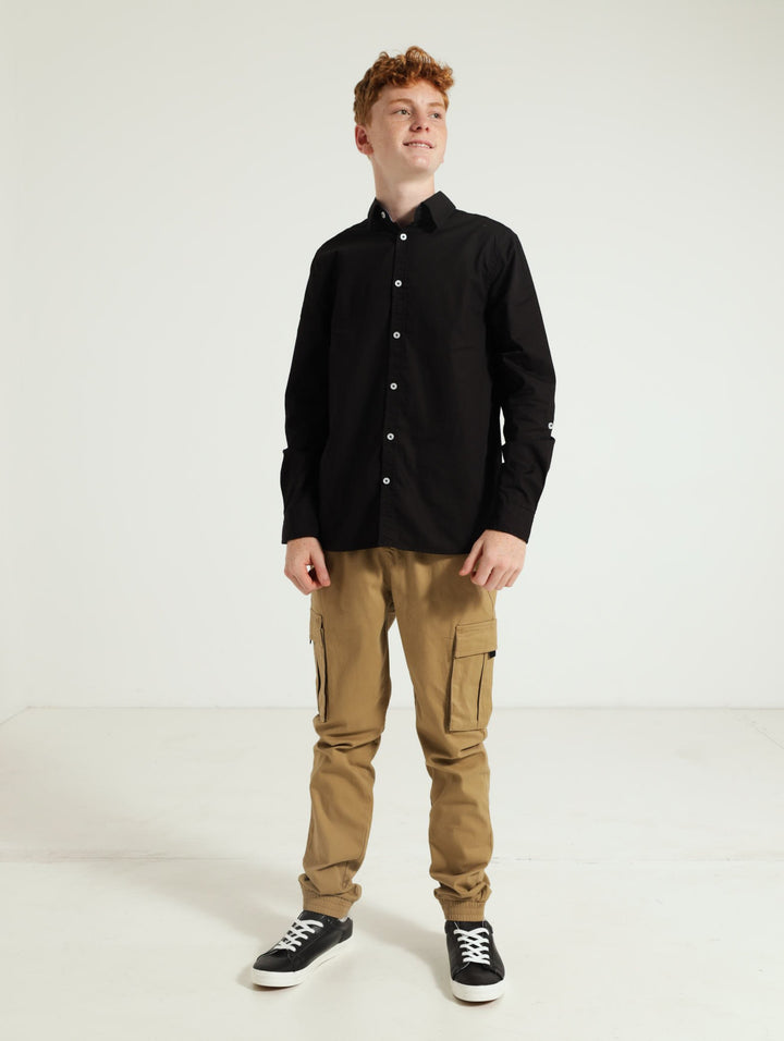 Boys Cracker Cotton Shirt - Black