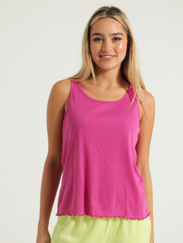 Tank Pointelle Top - Cerise