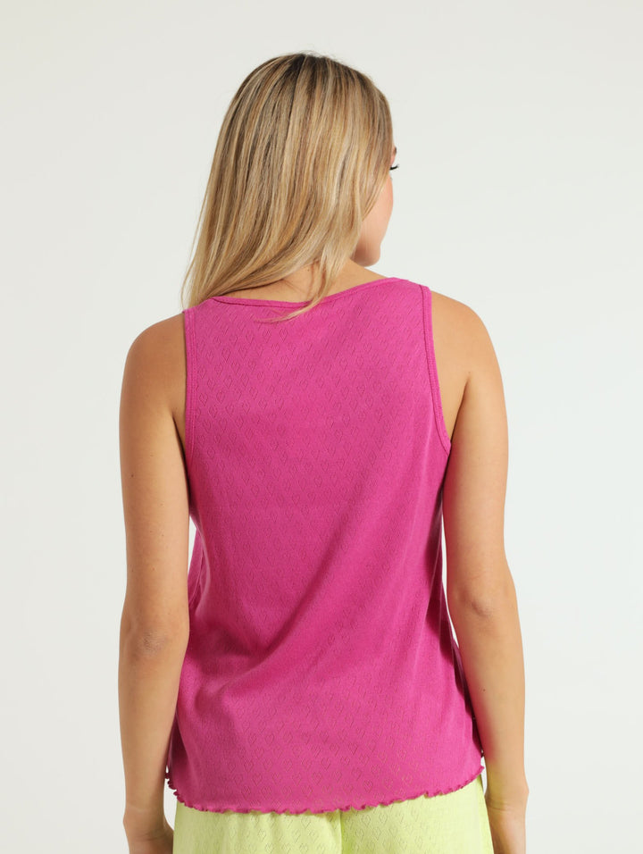 Tank Pointelle Top - Cerise