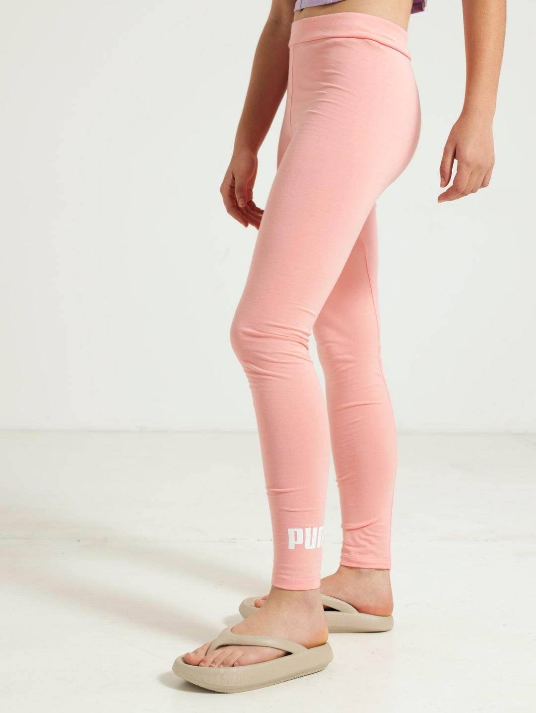 Girls Essential Logo Leggings - Peach