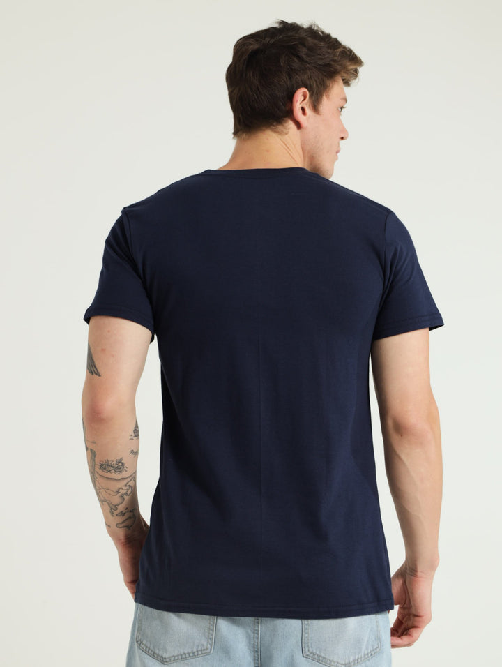 Foil Logo Print Tee - Navy