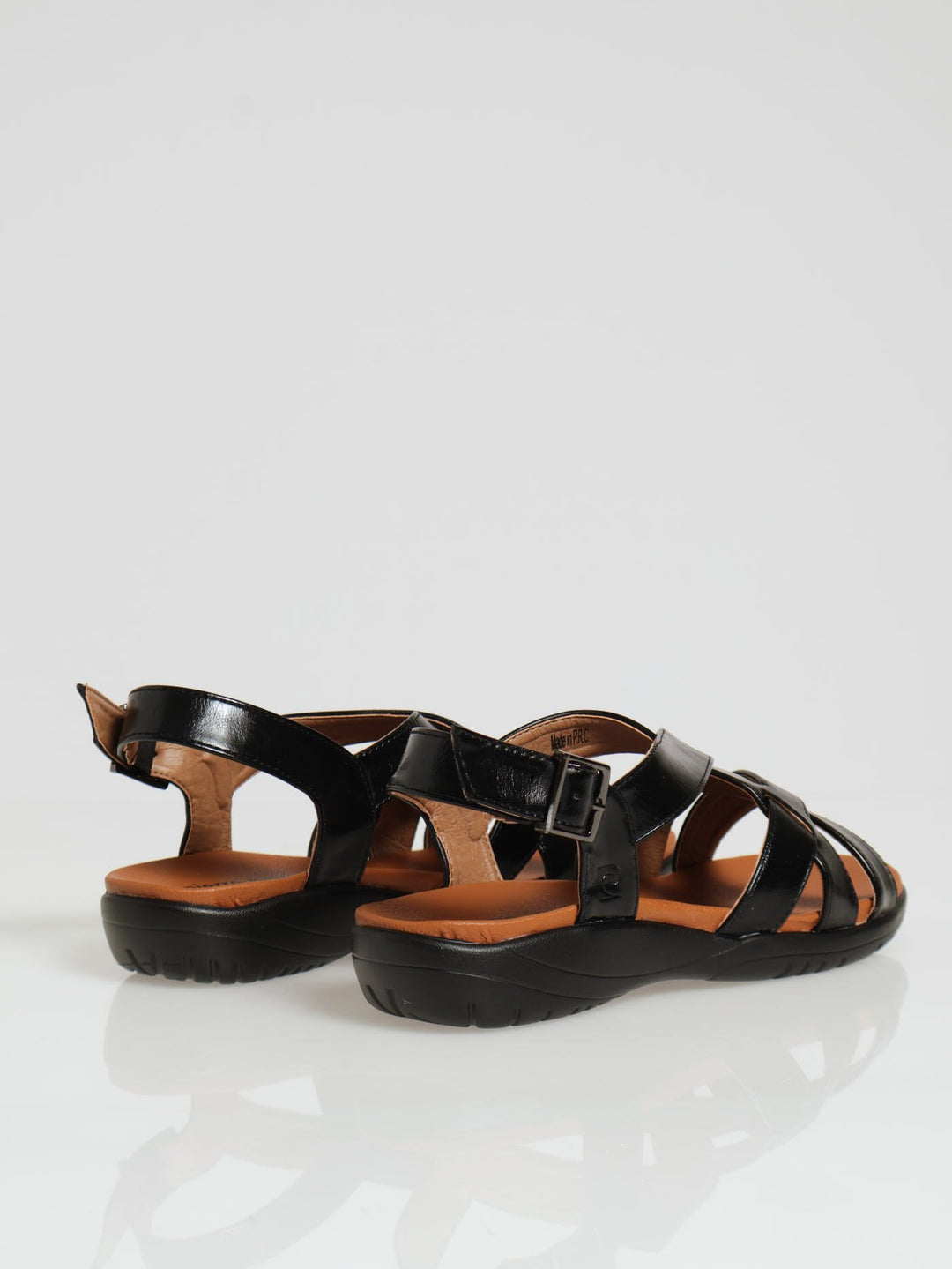 Multi Strap Ankle Buckle Sandal - Black