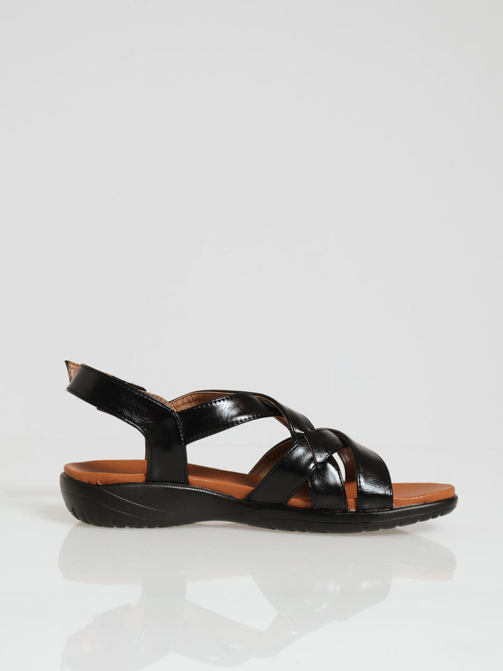 Multi Strap Ankle Buckle Sandal - Black