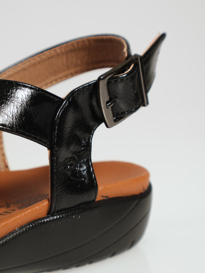 Multi Strap Ankle Buckle Sandal - Black