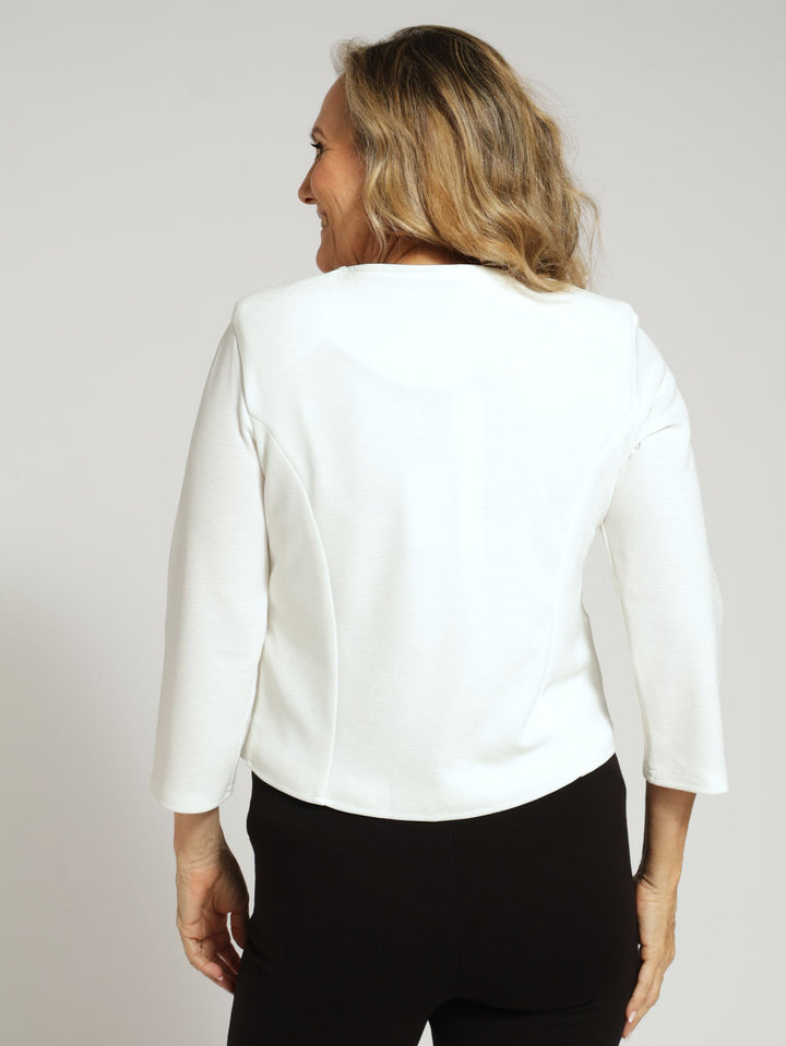 Collarless Blazer - White