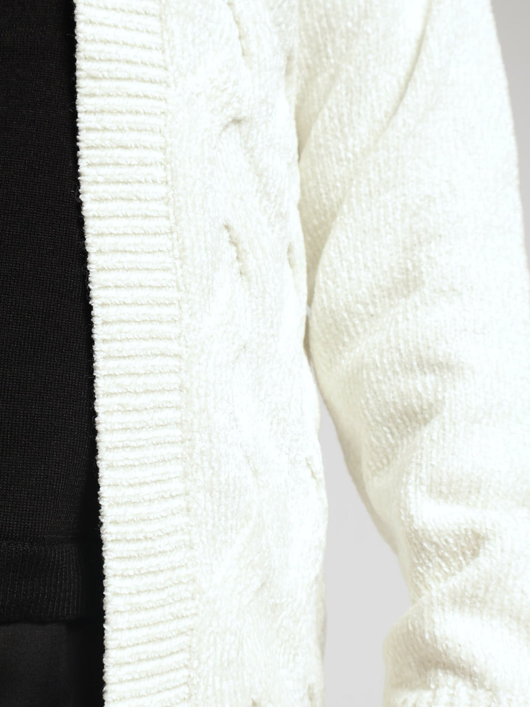 Chenille Cable Cardigan - White