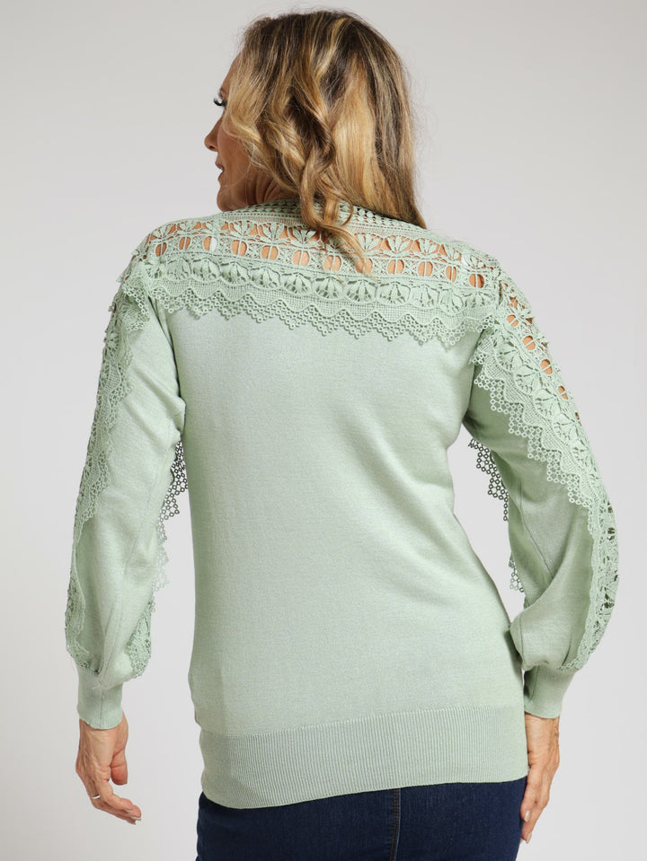 Lace Detail Top - Sage