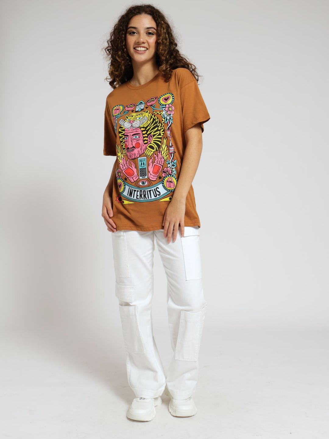 Tiger Head Oversized Tee - Tobacco