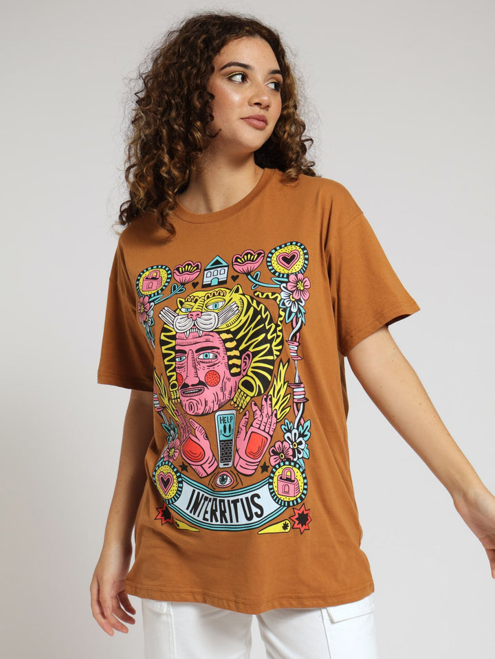 Tiger Head Oversized Tee - Tobacco