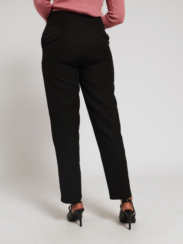 Button Pocket Slim Leg Pants - Black