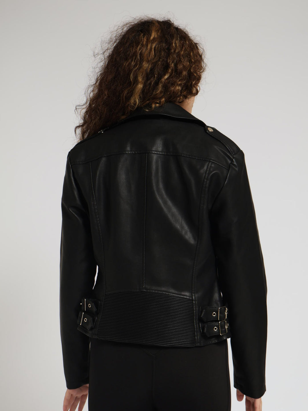 Ashley Vegan Leather Biker Jacket - Black