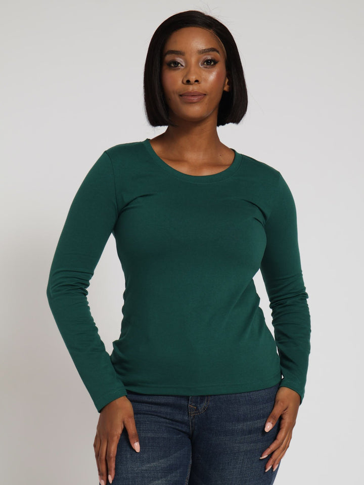 Long Sleeve Crewneck Tee - Forest Green