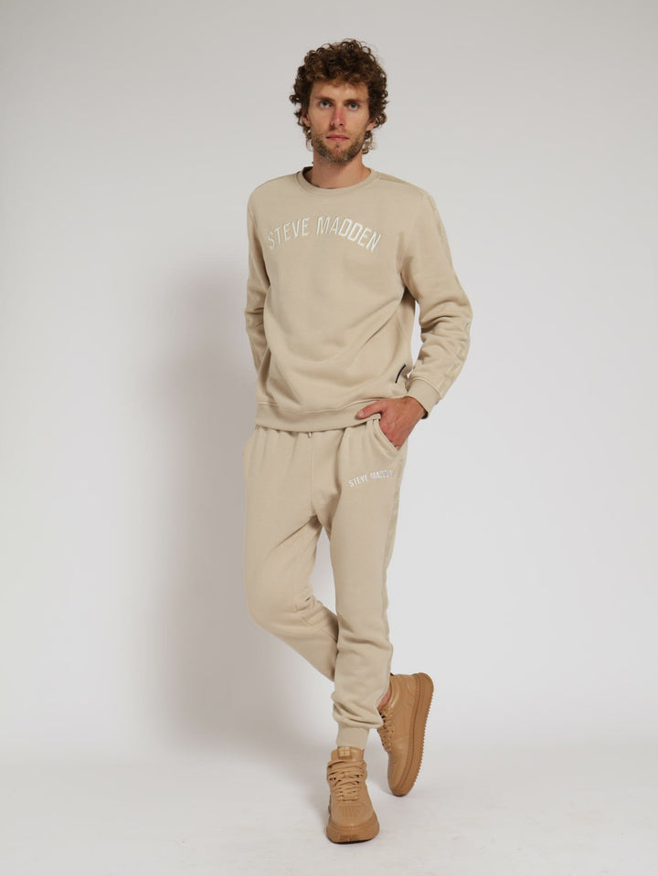 Keith Crew Neck Fleece Sweat Top - Stone