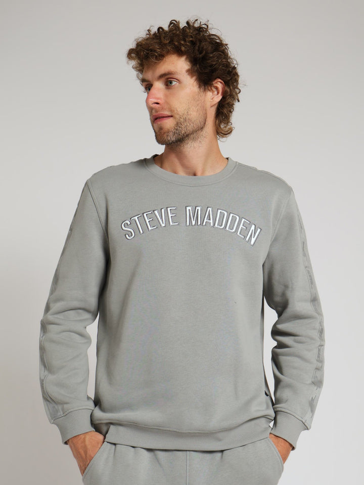 Keith Crew Neck Fleece Sweat Top - Ice Grey