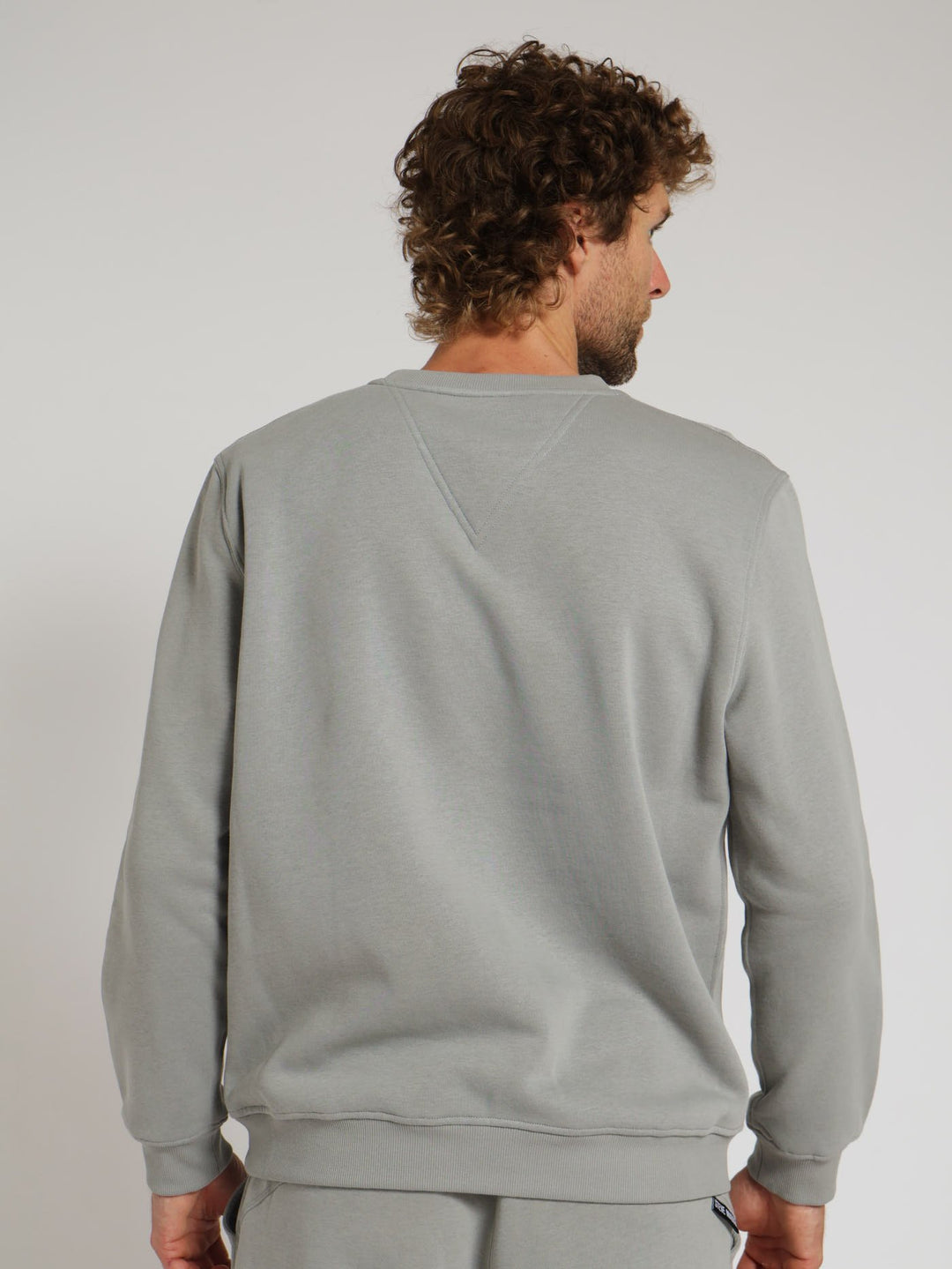 Keith Crew Neck Fleece Sweat Top - Ice Grey