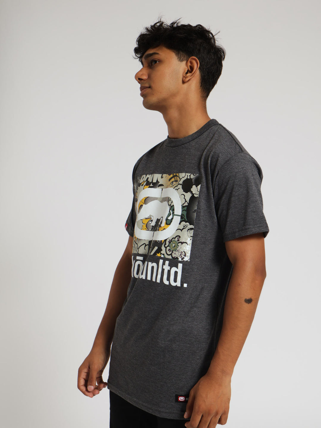 Graffiti Rhino Tee - Charcoal Melange