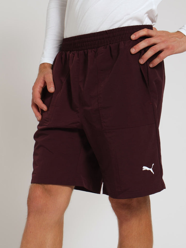 Woven Pocket Shorts - Burgundy