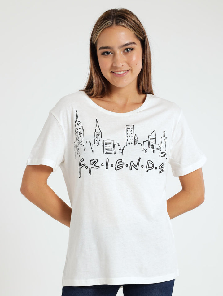 Ladies Short Sleeve Friends Tee - White