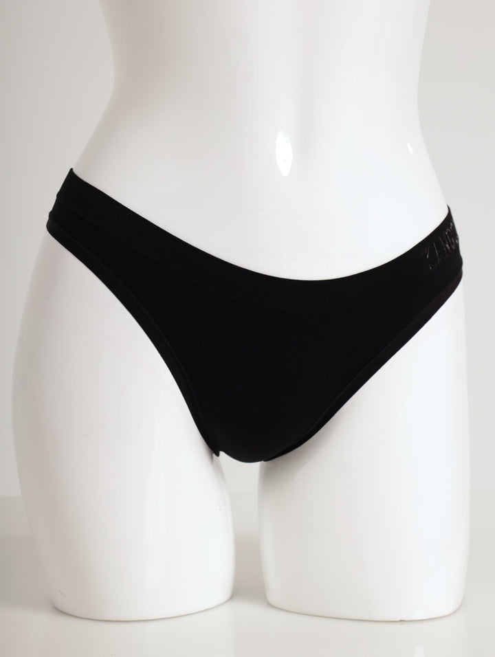 Ladies 3 Pack Seamless Thong Panty - Black/Mocca/ White