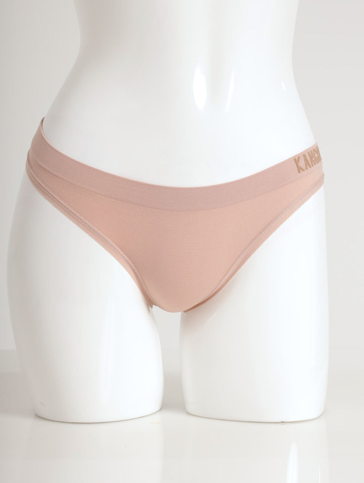 Ladies 3 Pack Seamless Thong Panty - Black/Mocca/ White