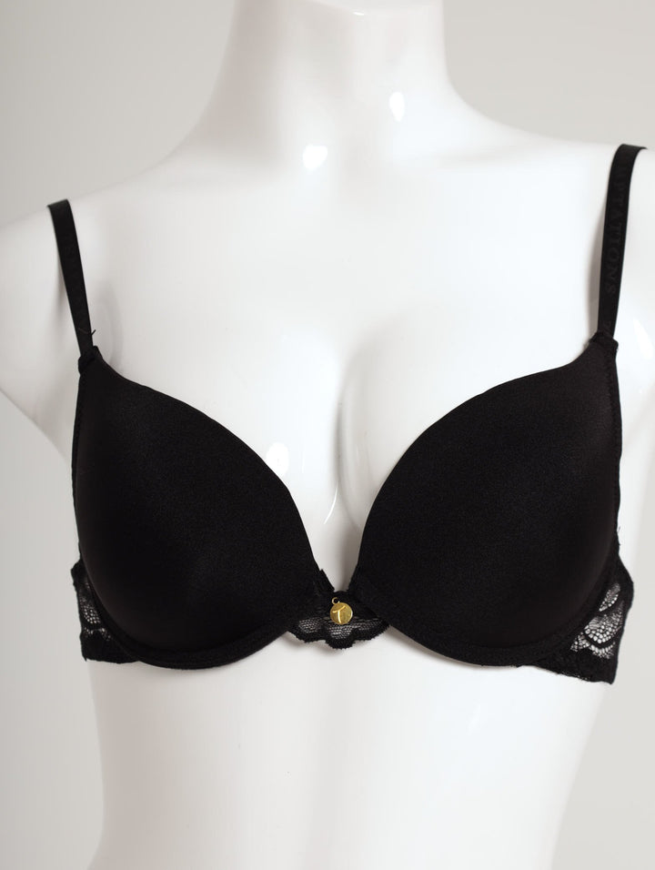 Ladies 2 Pack Double Push Up Bra - Black