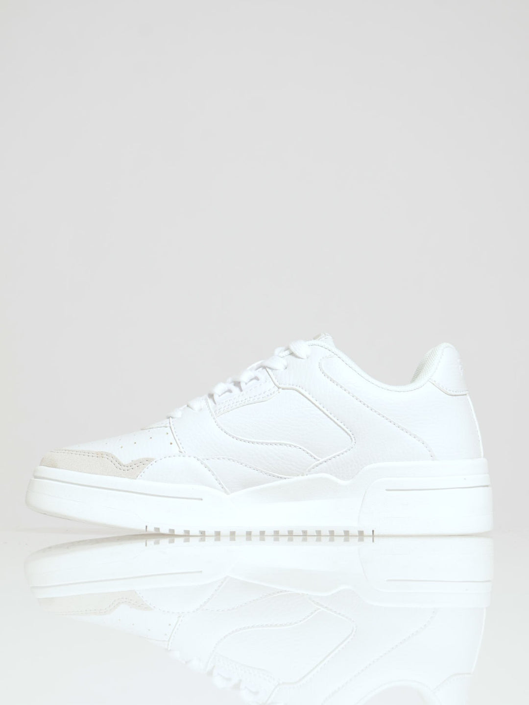 Lucas Panelled Lace Up Court Sneaker - White