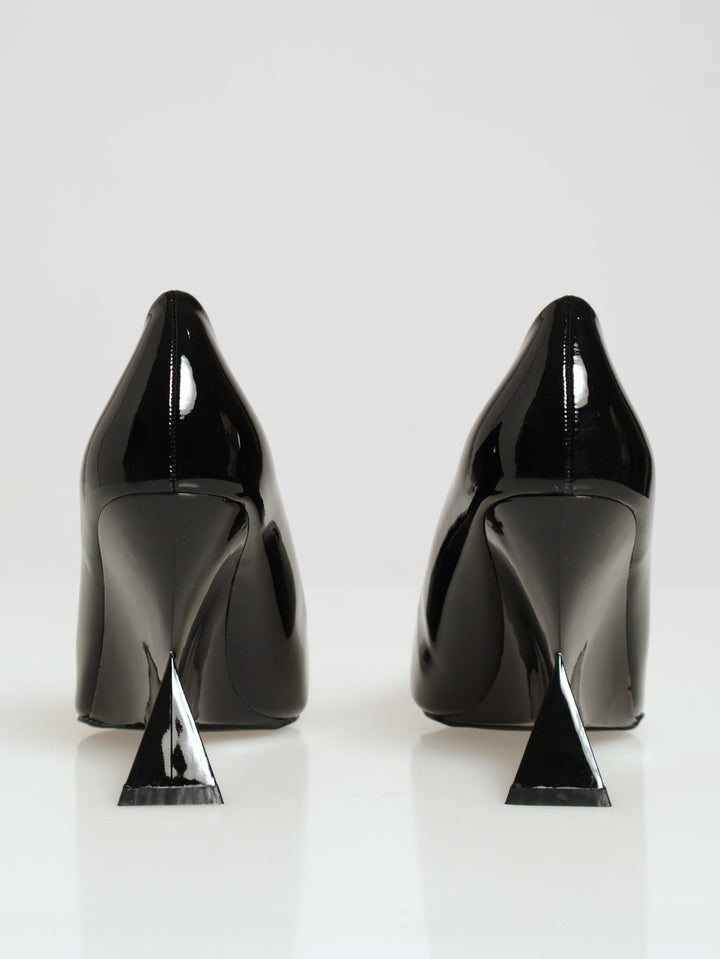 Patent Pointed Toe Shaped Heel - Black