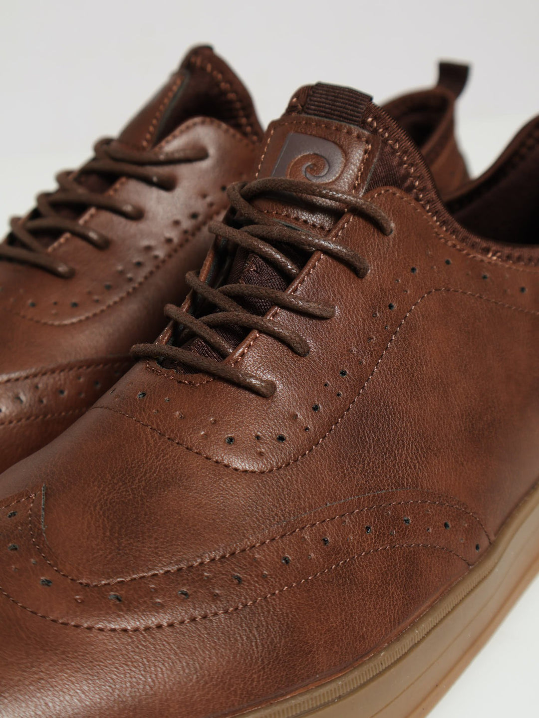 Brogue Detailed Knit Collar Casual Chunky Lace Up Sneaker - Brown