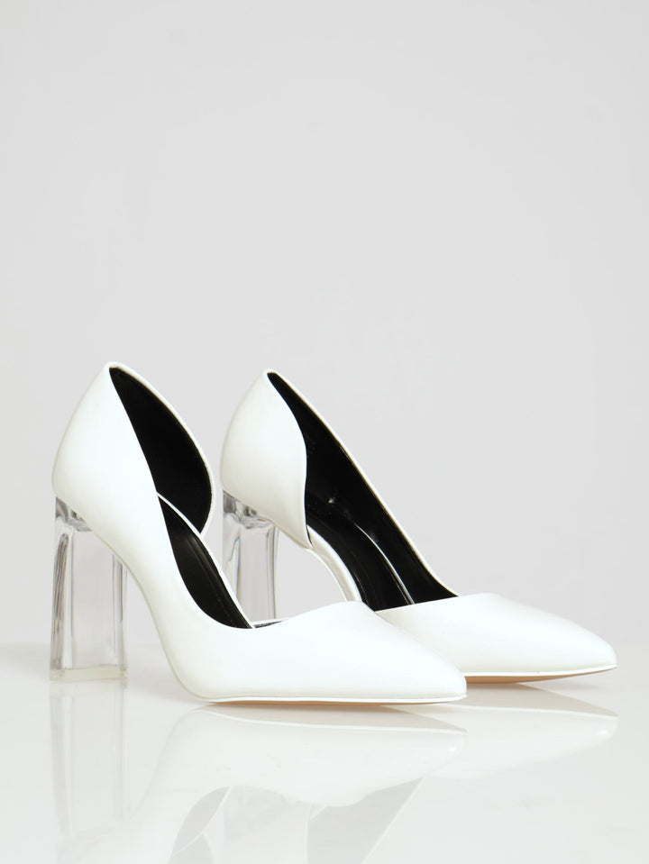 Kimberli Open Waist Court Heel - White