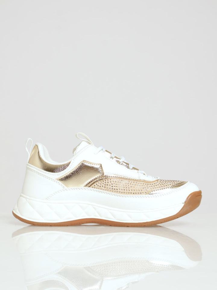 Bailey Lace Up Sneaker - White/Beige