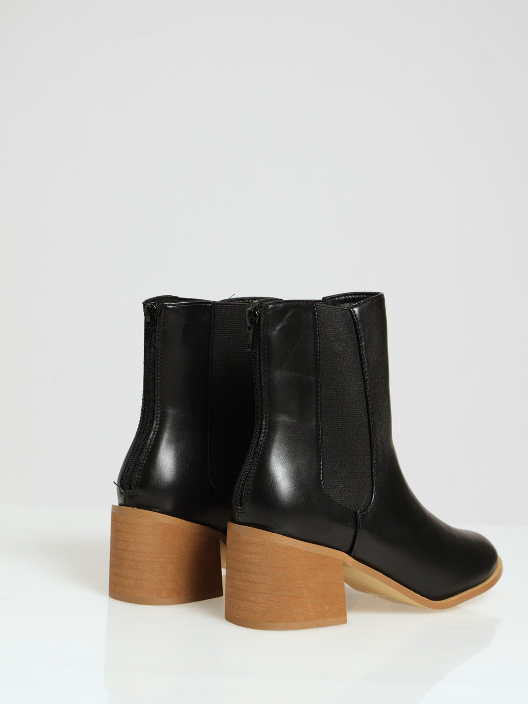 Stack Heel Chelsea Boot  With Sock Detail - Black