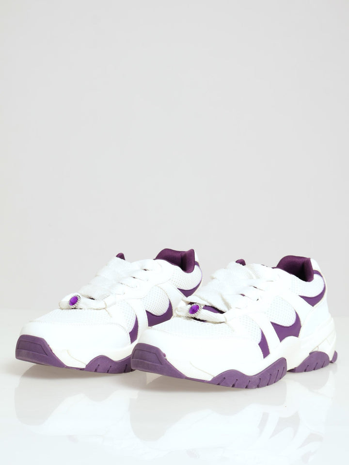 Jaydee Panelled Lace Up Sneaker - Purple