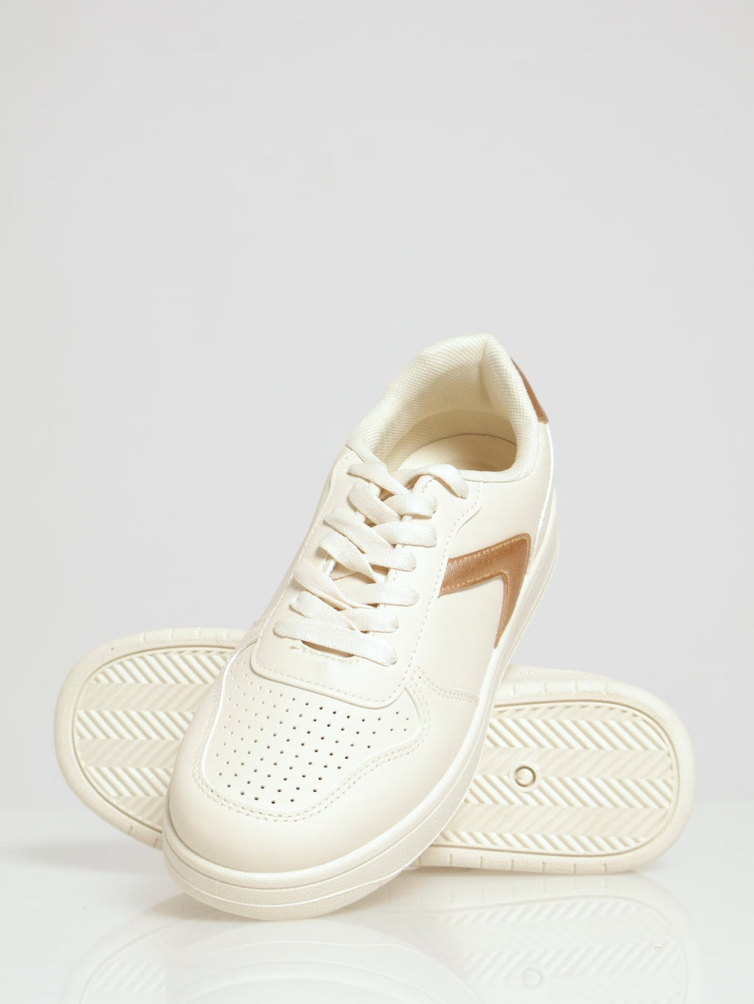 Gold Trim Skater Sneaker - White