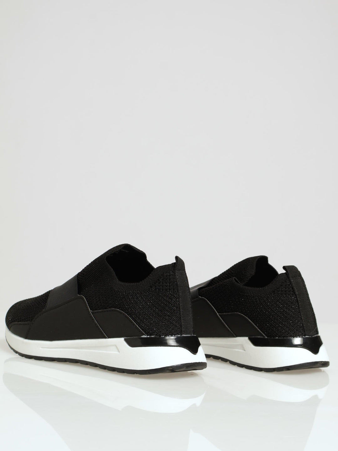 Flyknit Slip On With Wide Metallic Elastic Band Sneaker - Black