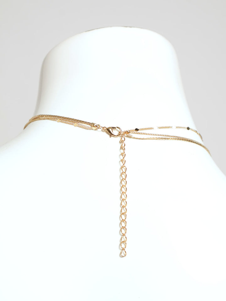 3 Layer Pearl Bead Necklace - Gold