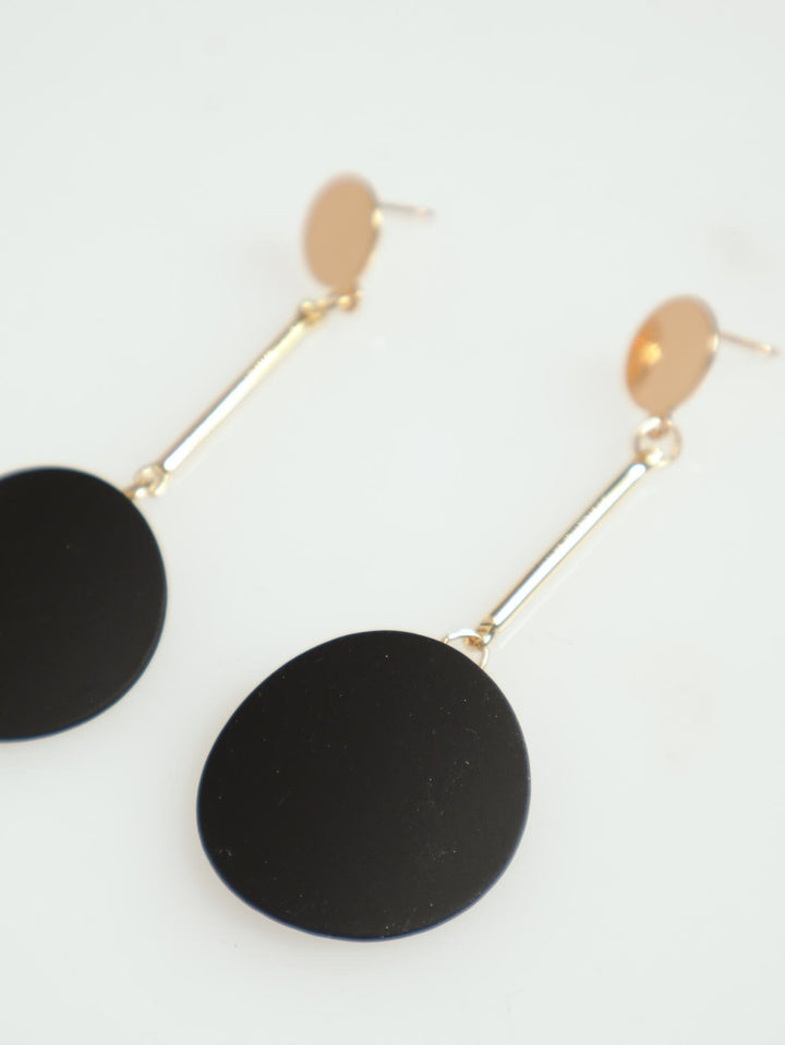 Matte Drop Disc Earrings - Gold