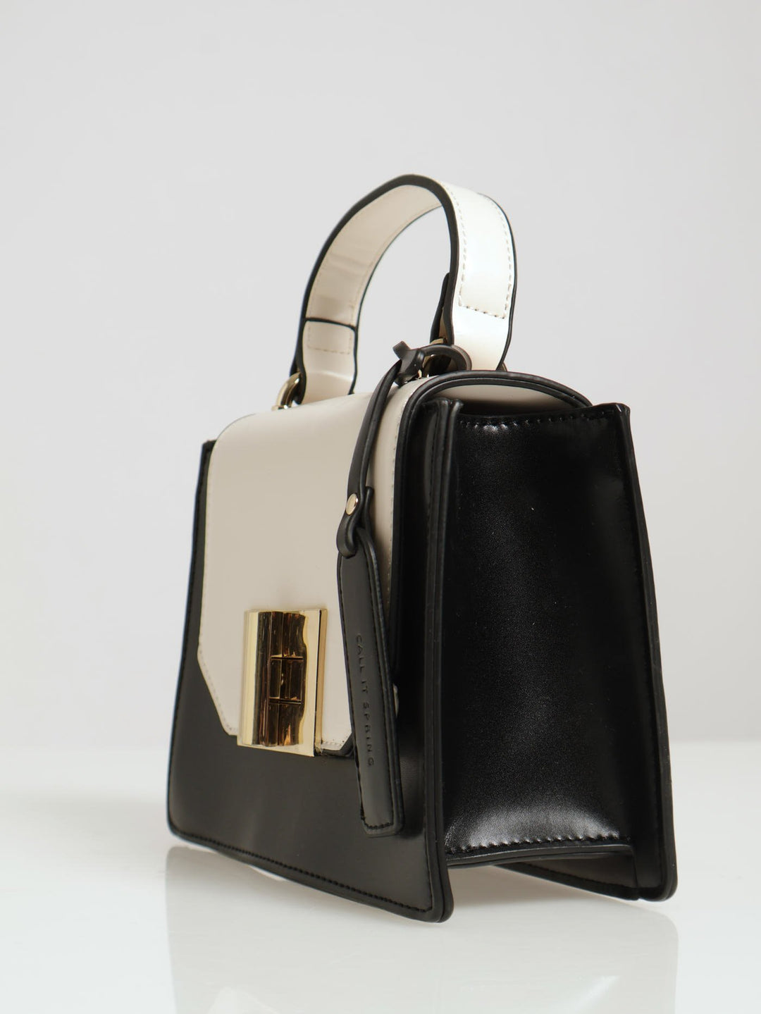 Gem Top Handle Bag - Black/White