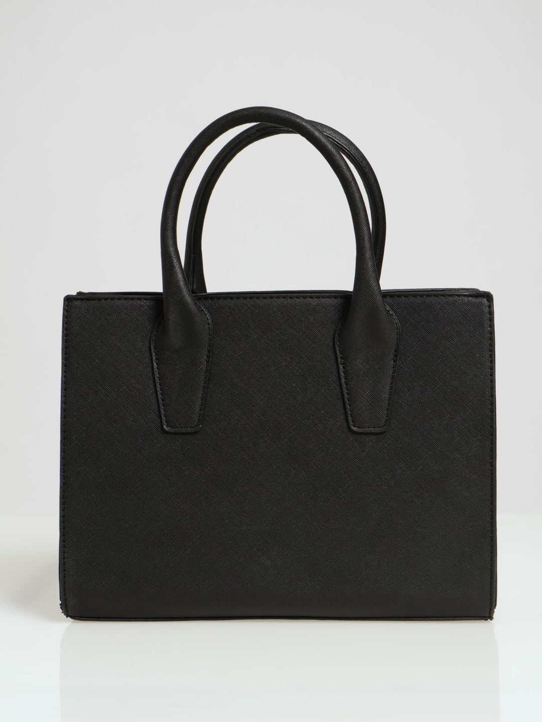 Gold Trim Square Tote Bag - Black