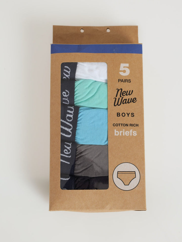 Boys 5 Pack Plain Brief