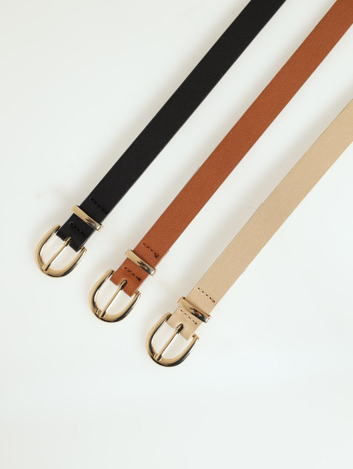3 Pack Rounded Gold Buckle Belt