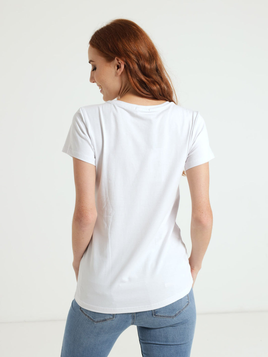 Regular Fit Sequin & Bling Logo Top - White