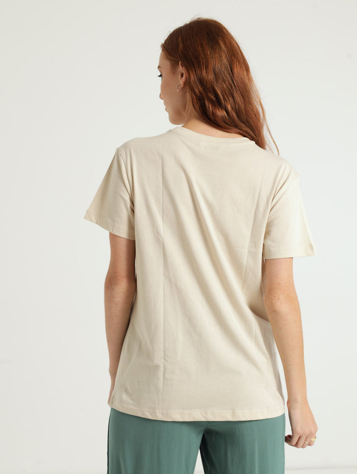 Regular Tee With Frill Edge Pocket - Light Stone