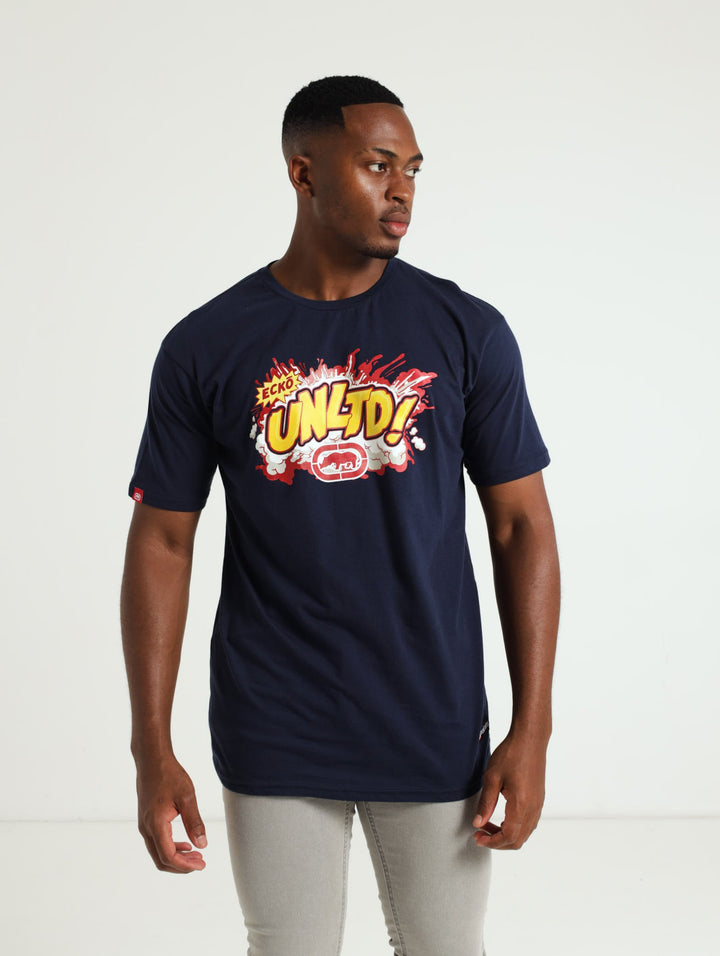 Comic Chest Print Tee - Navy