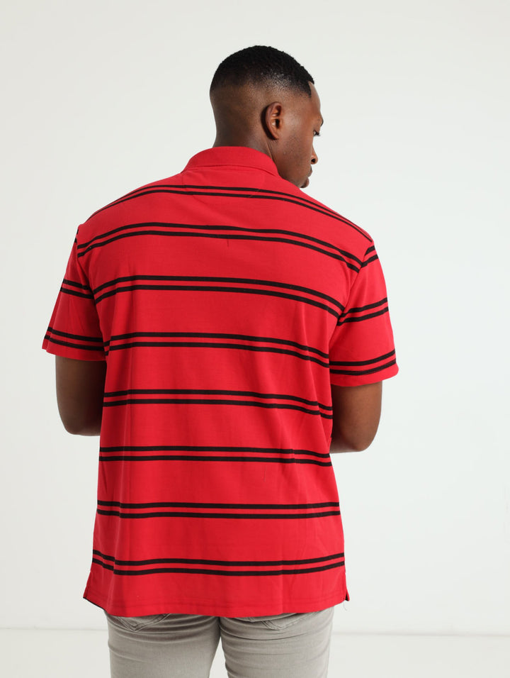 Stripe Embossed Golfer - Red