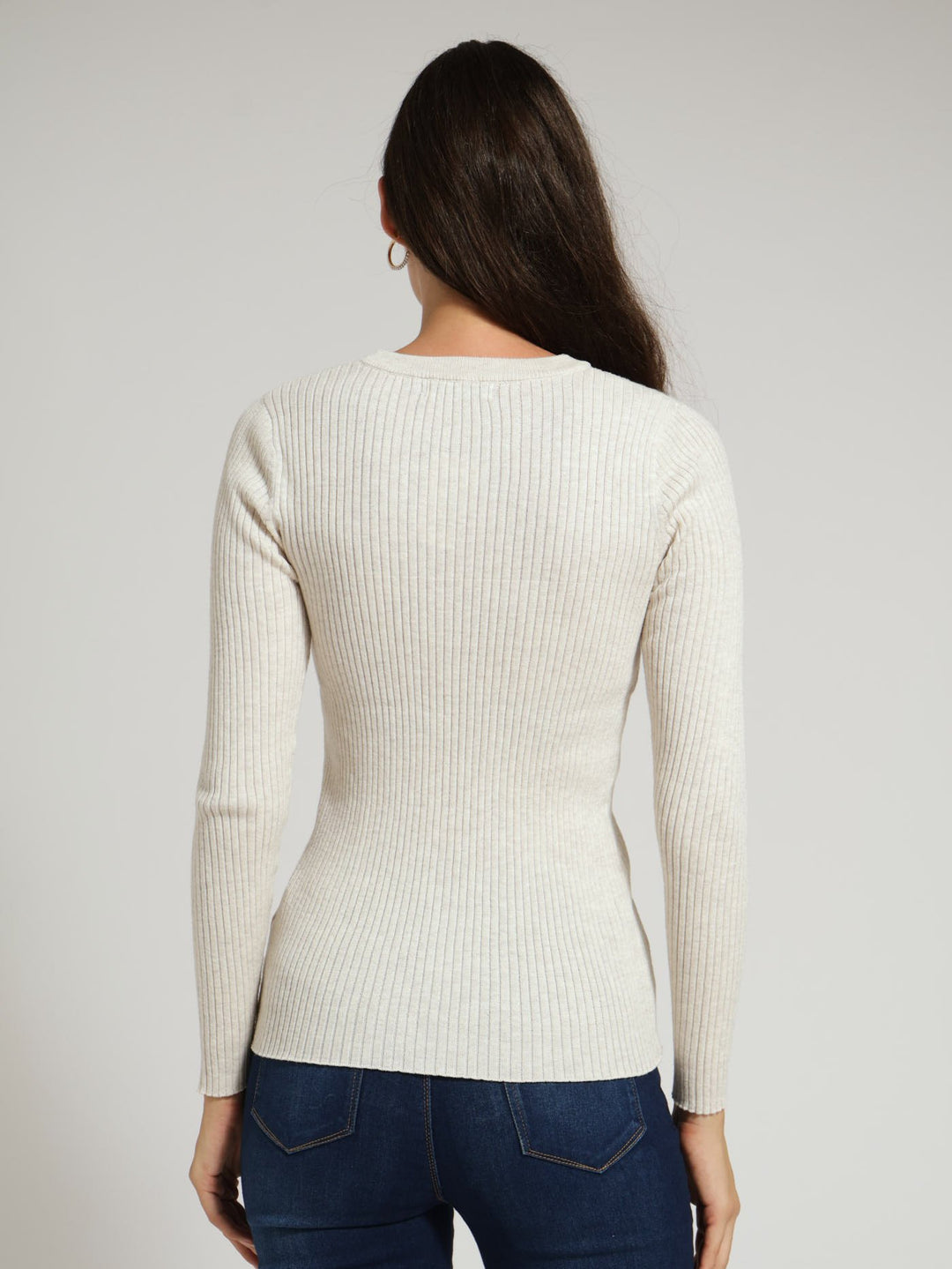 Ribbed Plain Pullover - Oatmeal